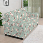Laurel Green Bull Terrier Pattern Print Sofa Cover