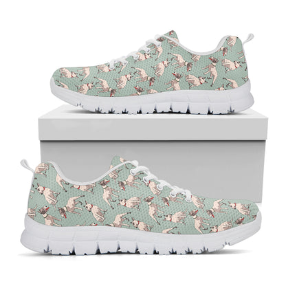 Laurel Green Bull Terrier Pattern Print White Sneakers