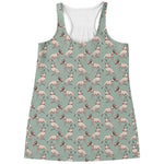 Laurel Green Bull Terrier Pattern Print Women's Racerback Tank Top