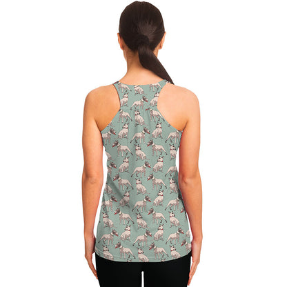 Laurel Green Bull Terrier Pattern Print Women's Racerback Tank Top