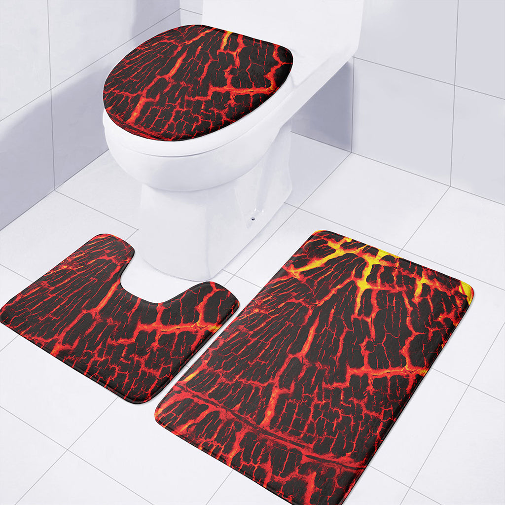 Lava Burning Print 3 Piece Bath Mat Set