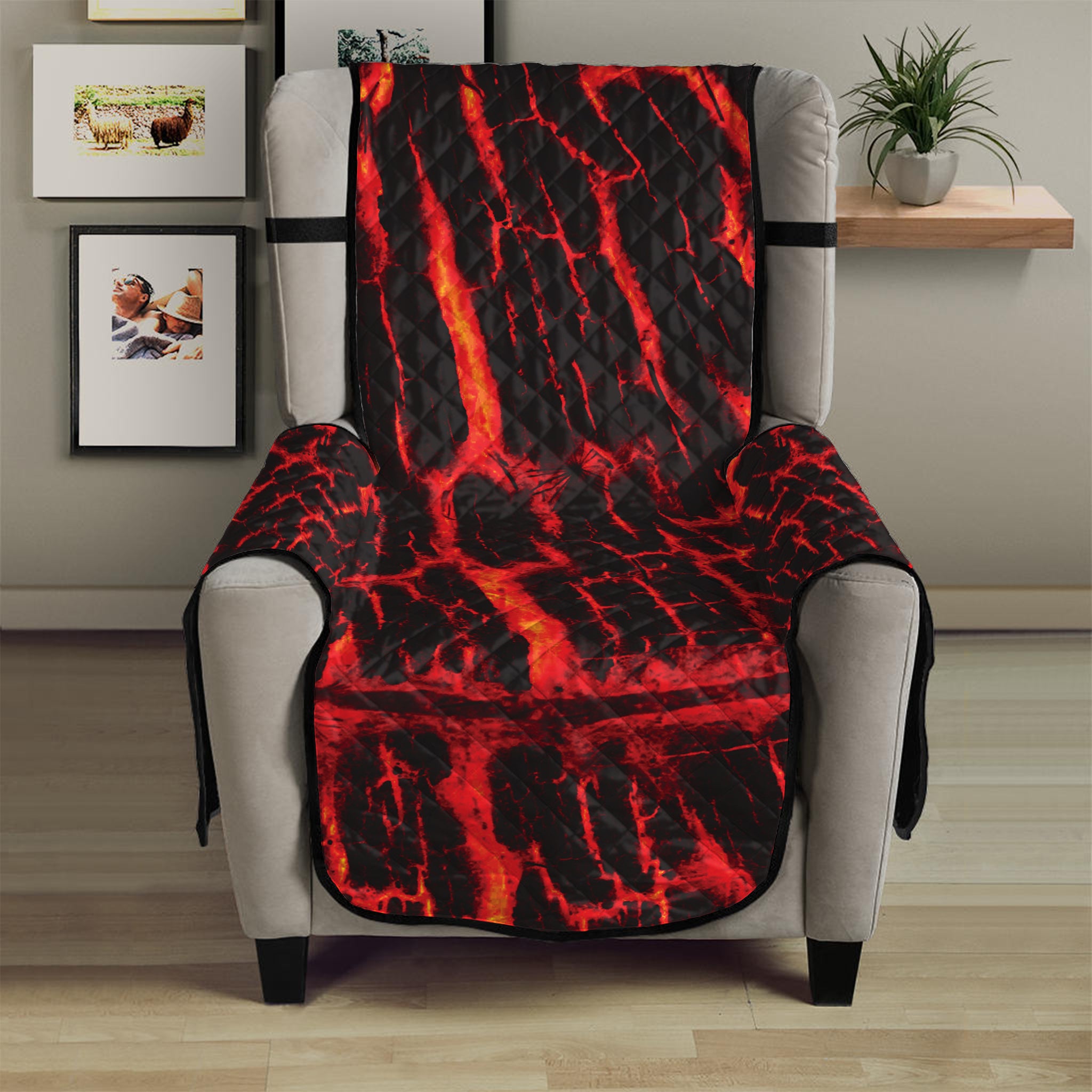 Lava Burning Print Armchair Protector