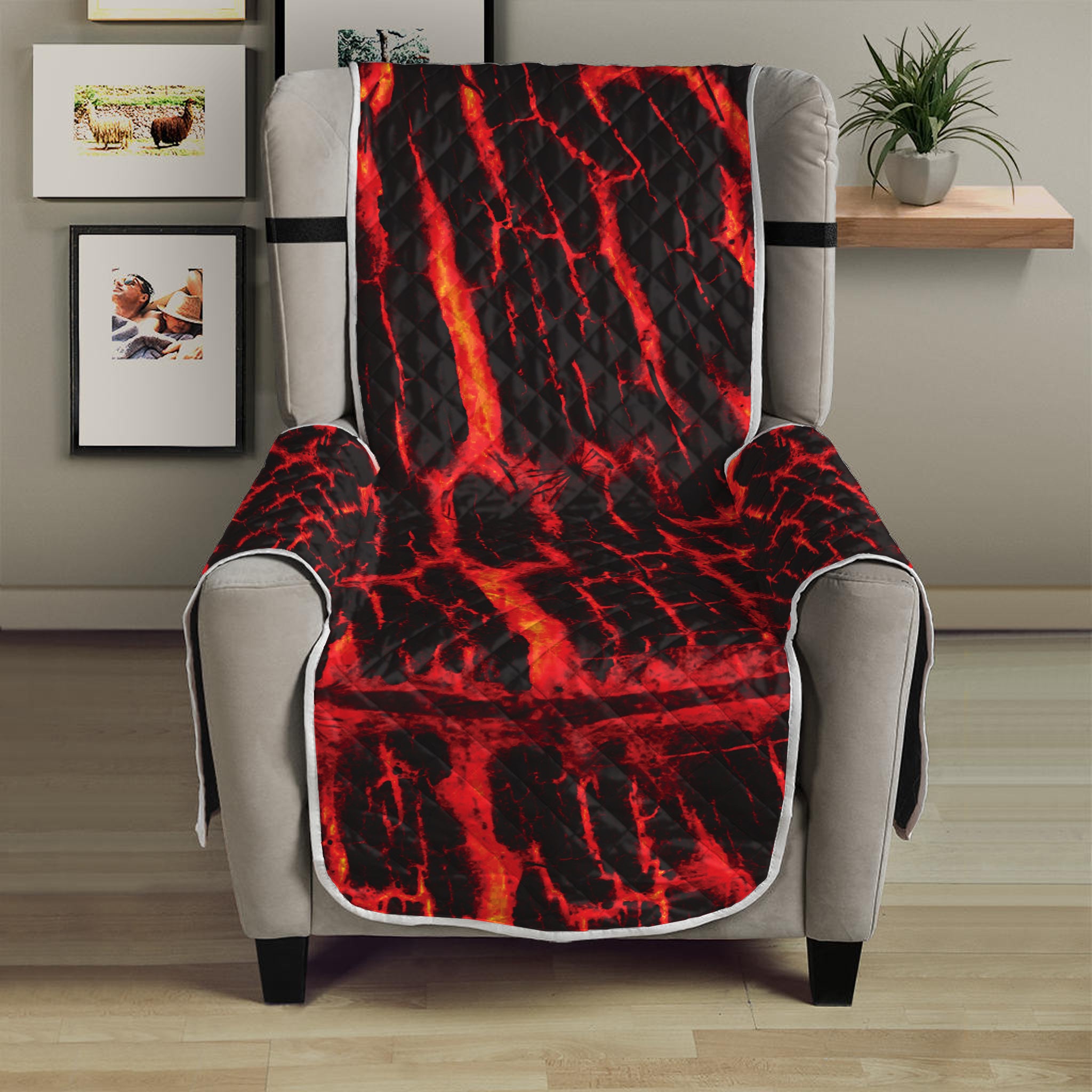 Lava Burning Print Armchair Protector