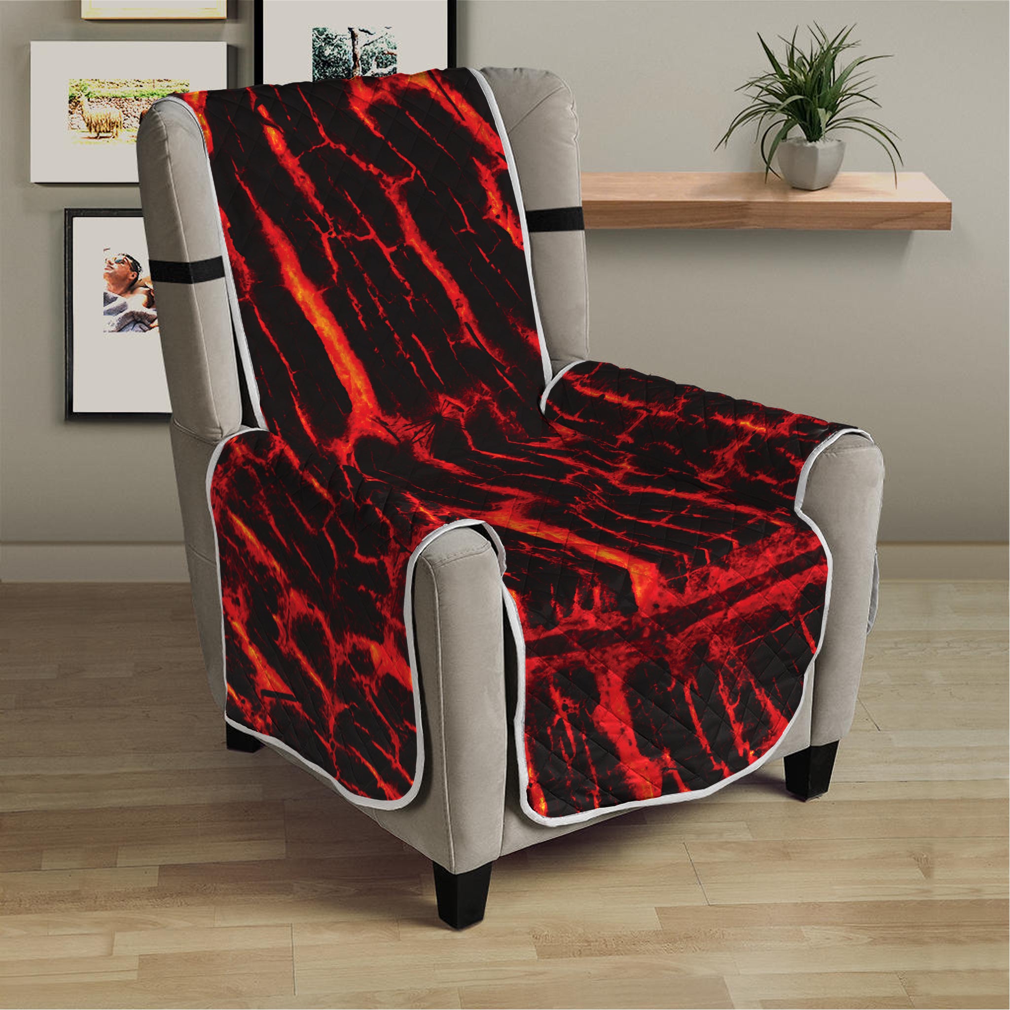 Lava Burning Print Armchair Protector