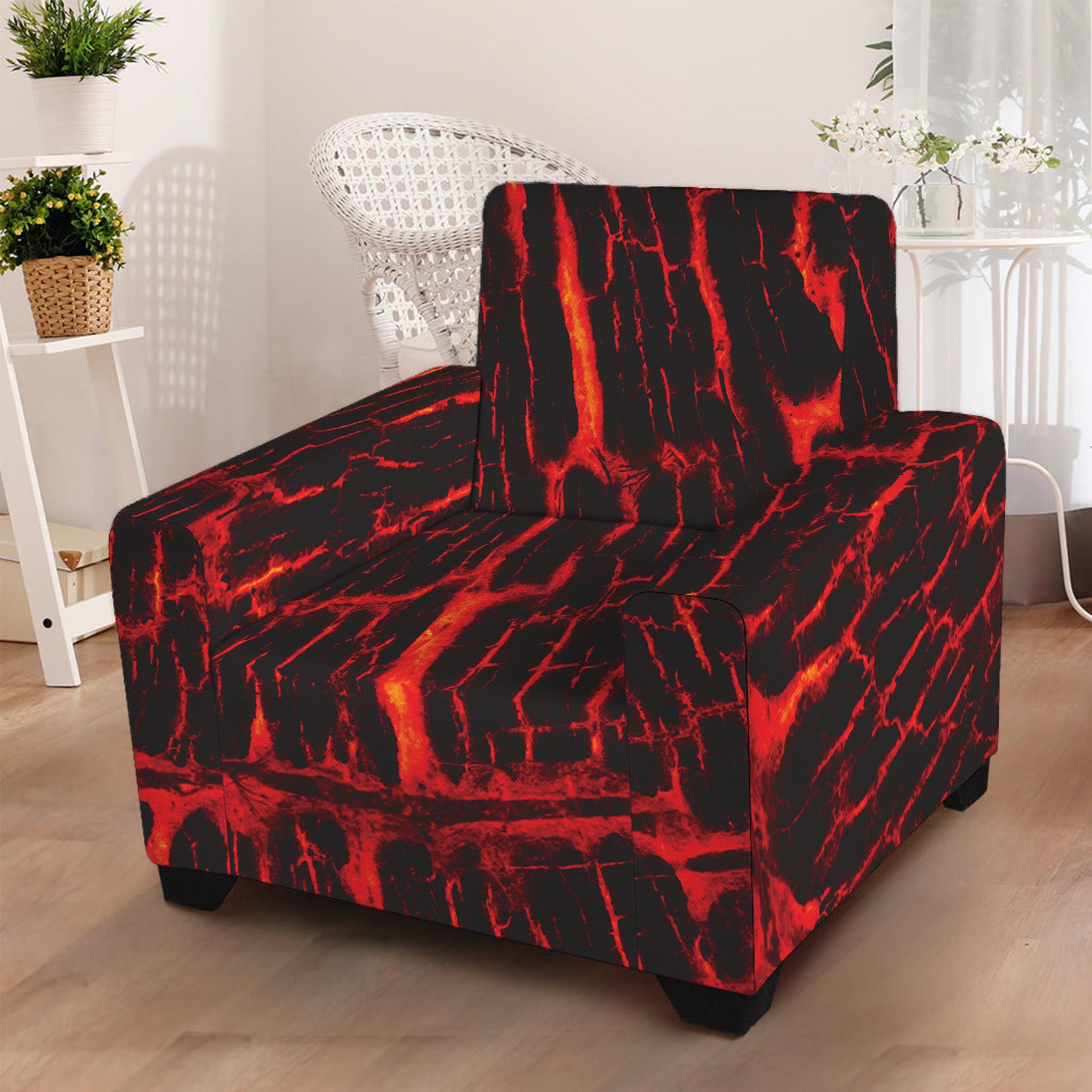 Lava Burning Print Armchair Slipcover