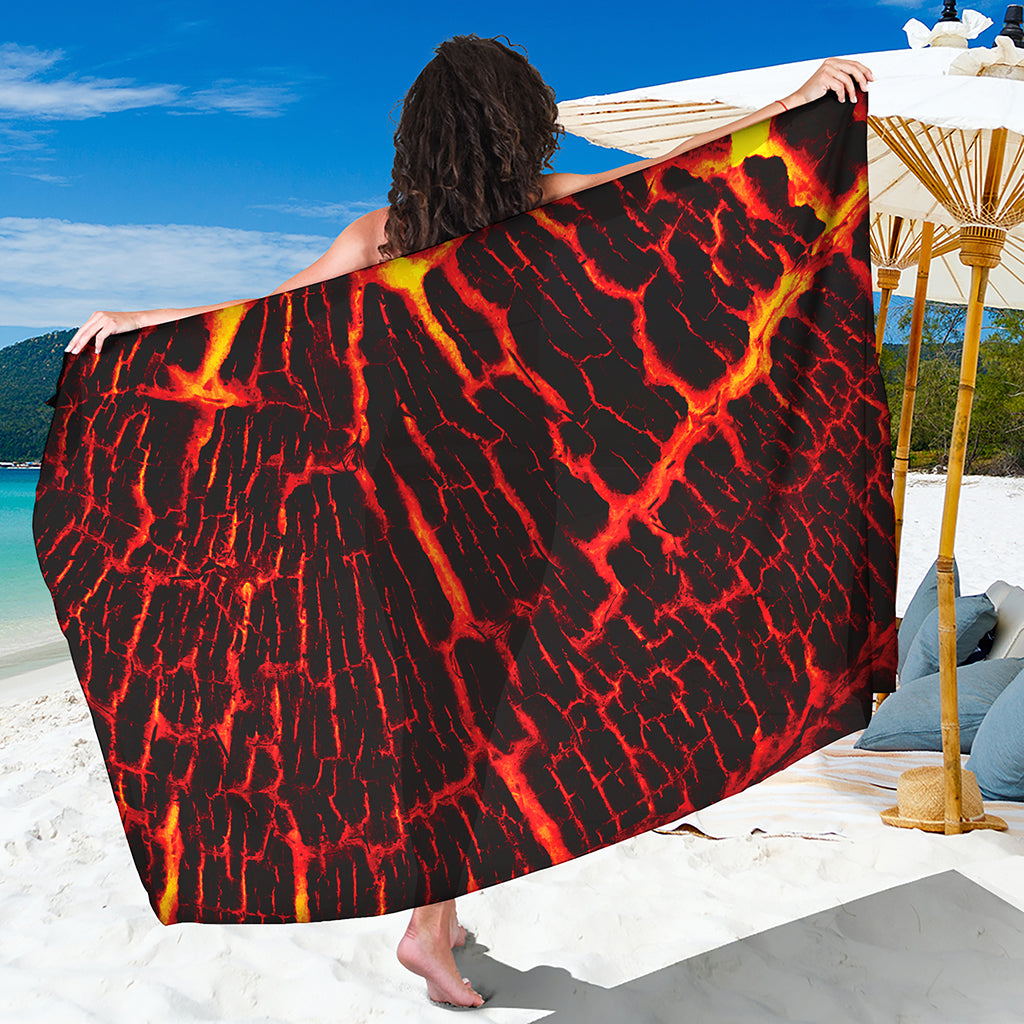 Lava Burning Print Beach Sarong Wrap