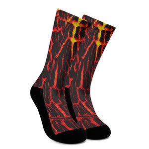 Lava Burning Print Crew Socks