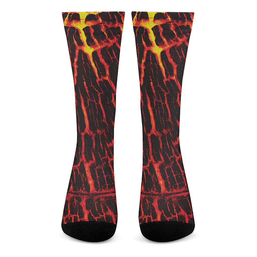 Lava Burning Print Crew Socks