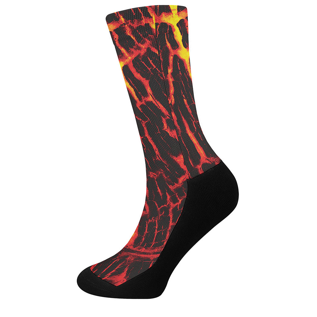 Lava Burning Print Crew Socks