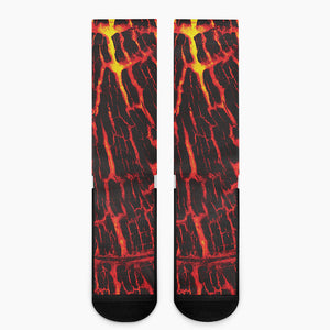 Lava Burning Print Crew Socks