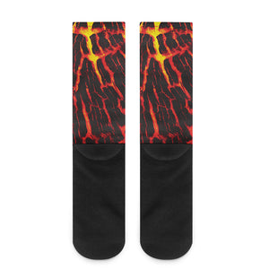 Lava Burning Print Crew Socks