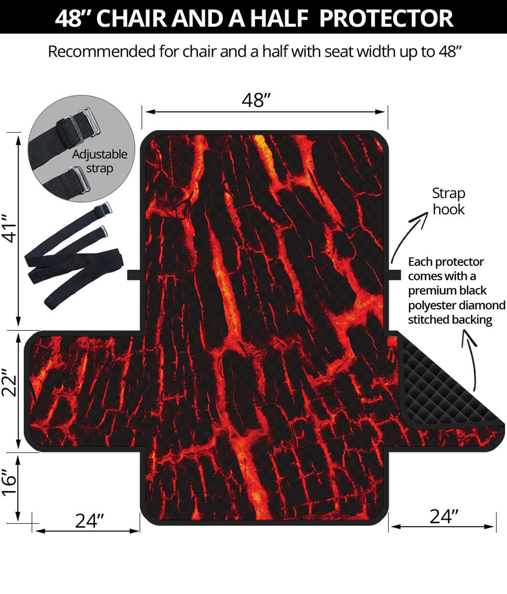 Lava Burning Print Half Sofa Protector