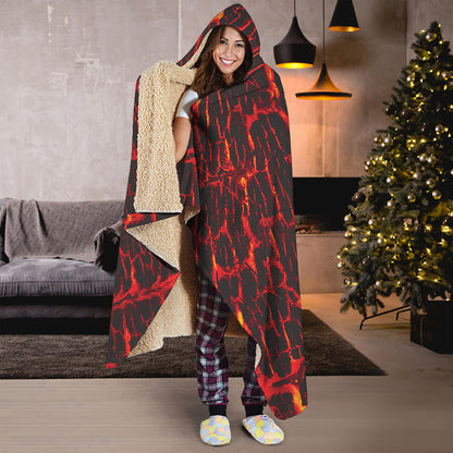 Lava Burning Print Hooded Blanket