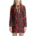 Lava Burning Print Pullover Hoodie Dress