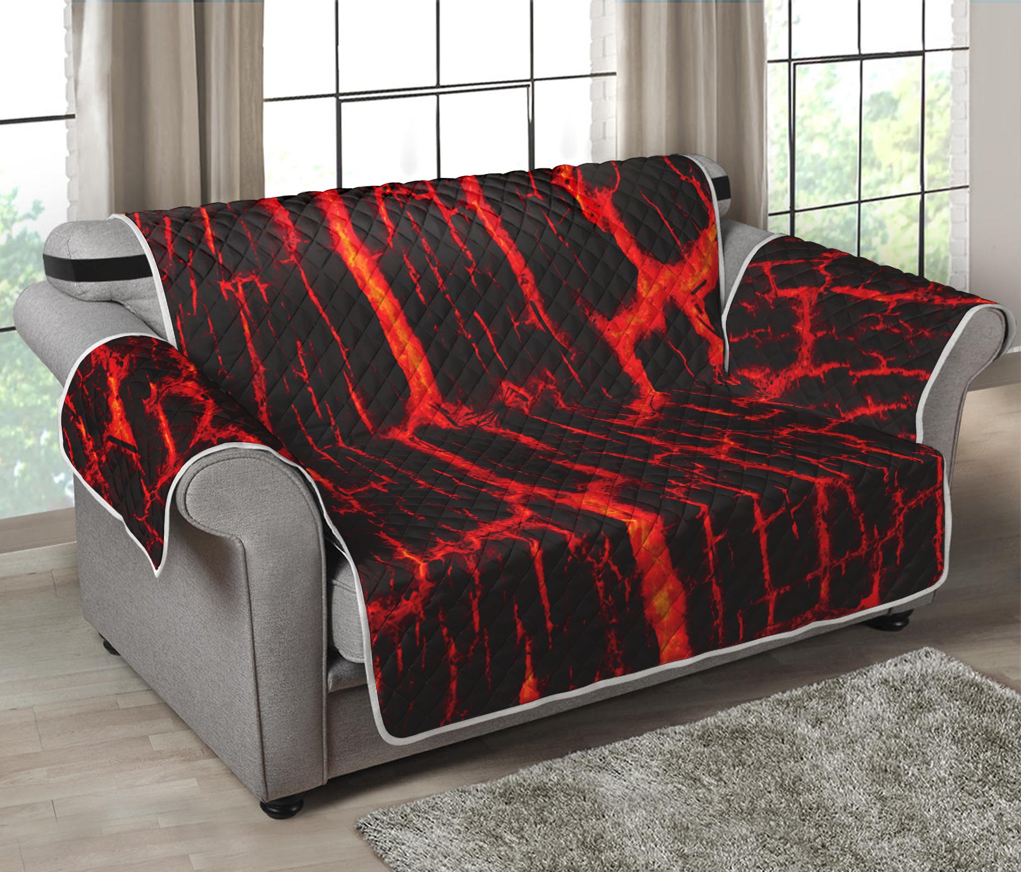 Lava Burning Print Loveseat Protector