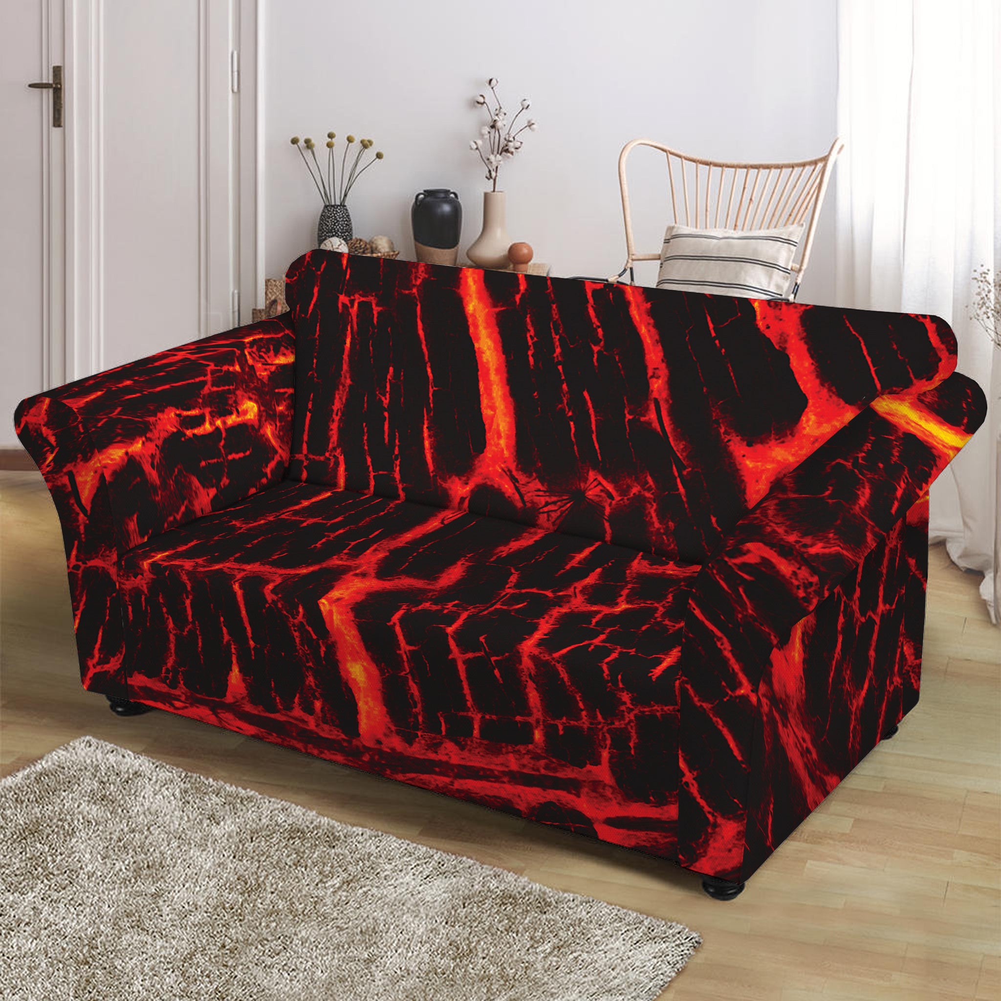 Lava Burning Print Loveseat Slipcover