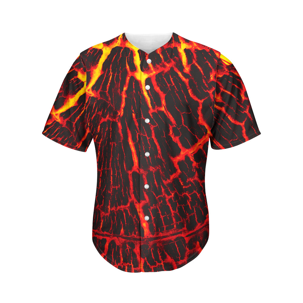 Lava Burning Print Men's Baseball Jersey