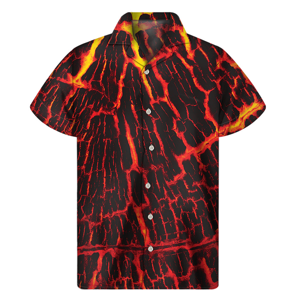 Lava Burning Print Men's Short Sleeve Shirt