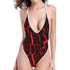 Lava Burning Print One Piece High Cut Swimsuit