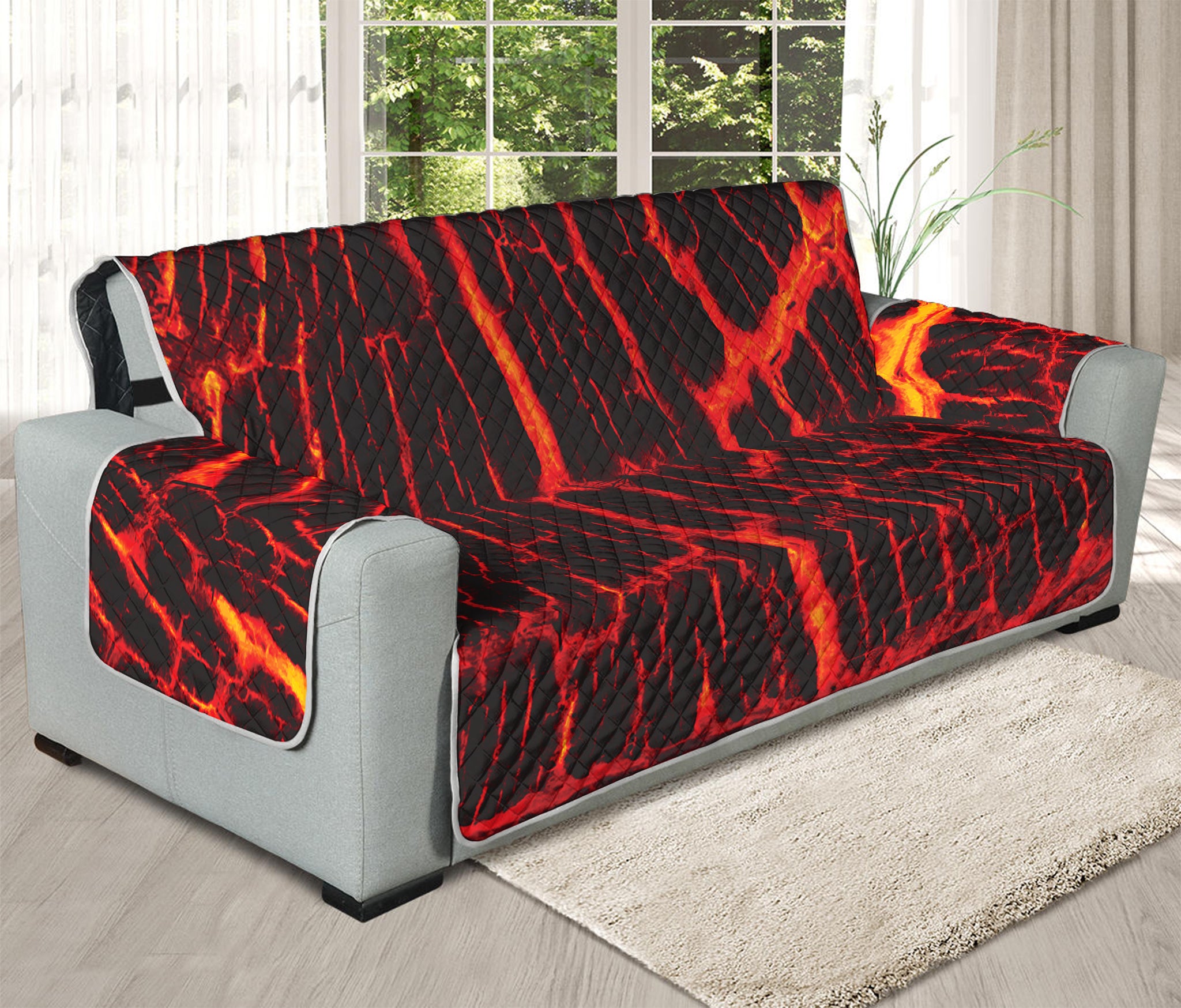 Lava Burning Print Oversized Sofa Protector