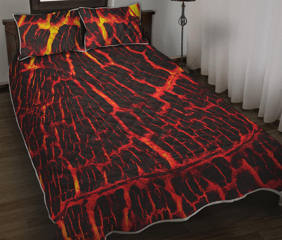 Lava Burning Print Quilt Bed Set