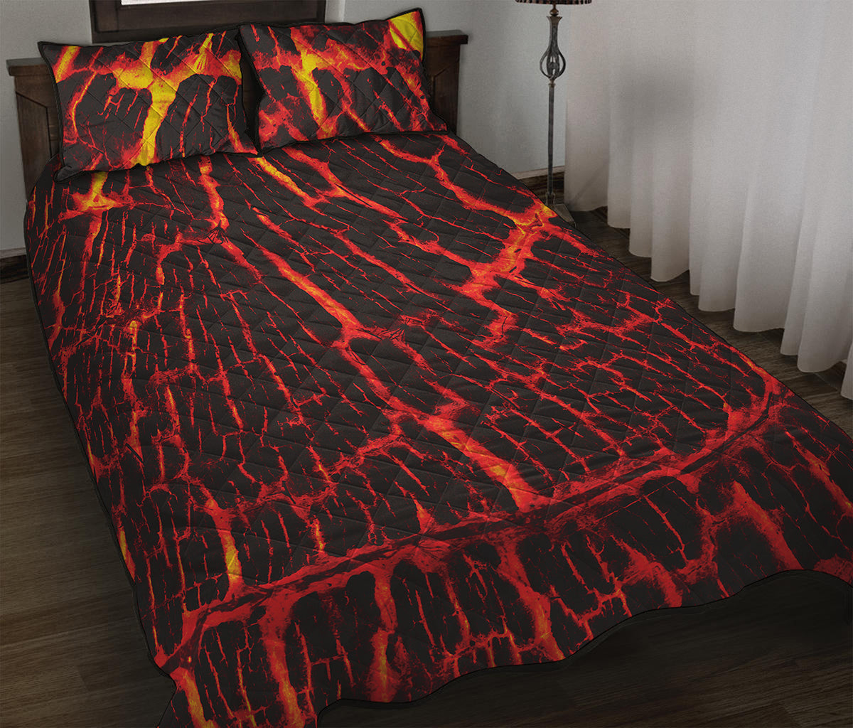 Lava Burning Print Quilt Bed Set