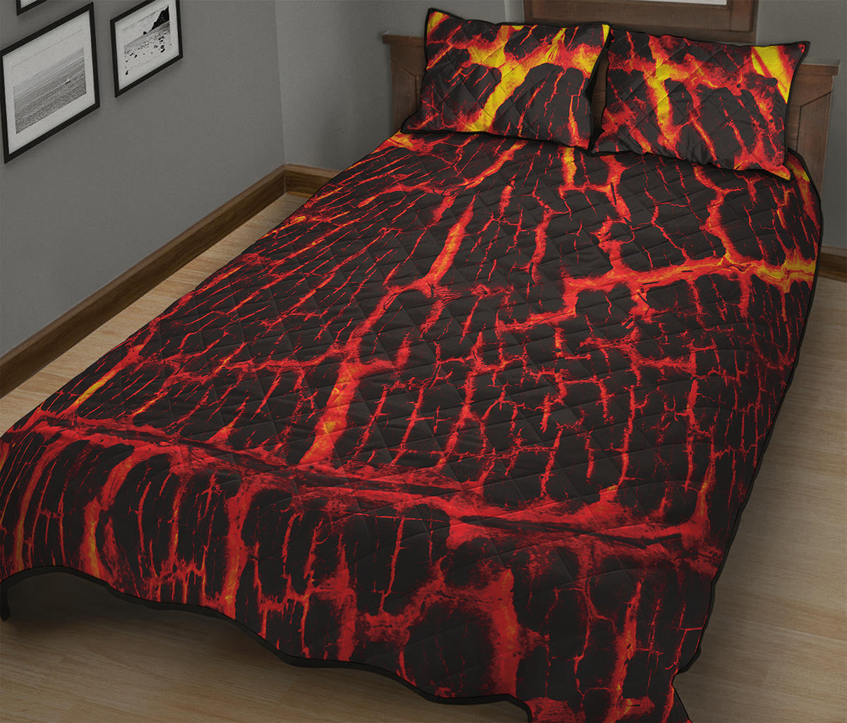 Lava Burning Print Quilt Bed Set