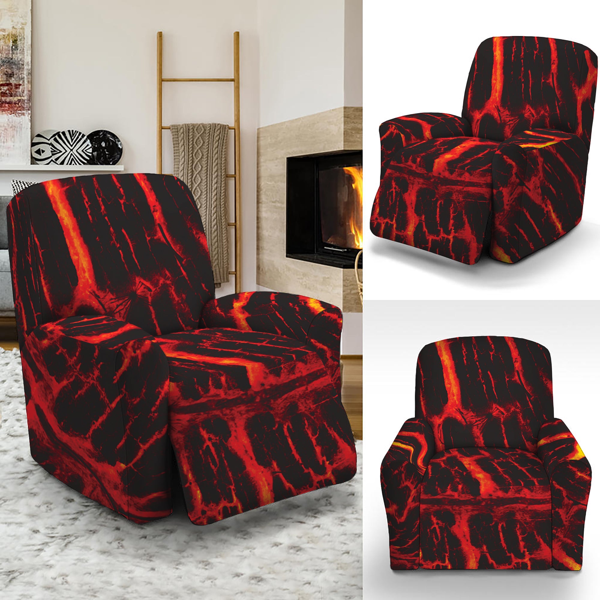 Lava Burning Print Recliner Slipcover