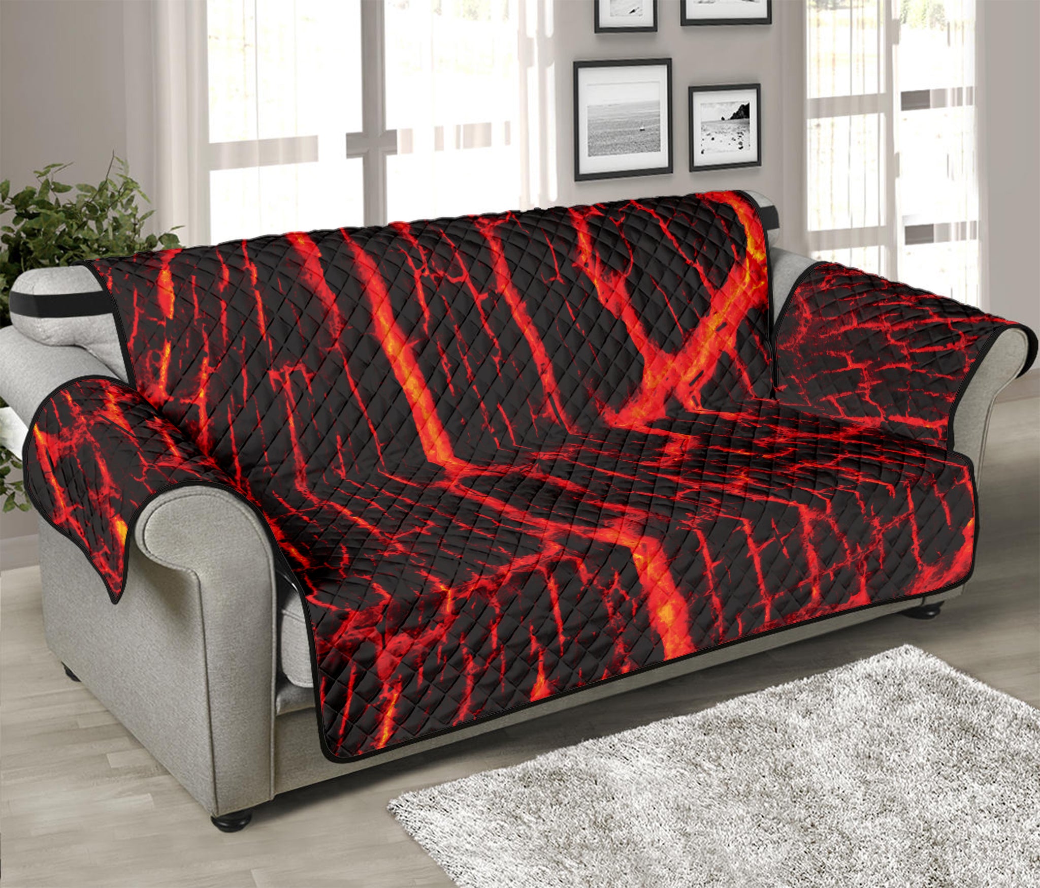 Lava Burning Print Sofa Protector