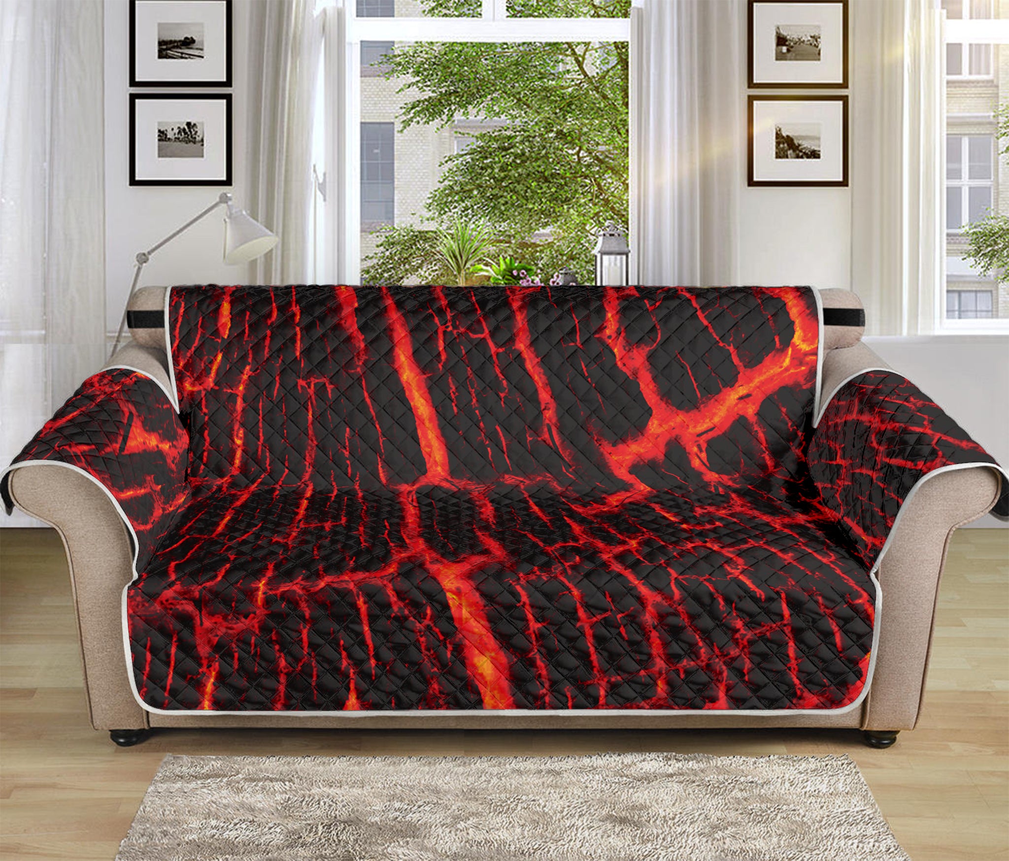 Lava Burning Print Sofa Protector