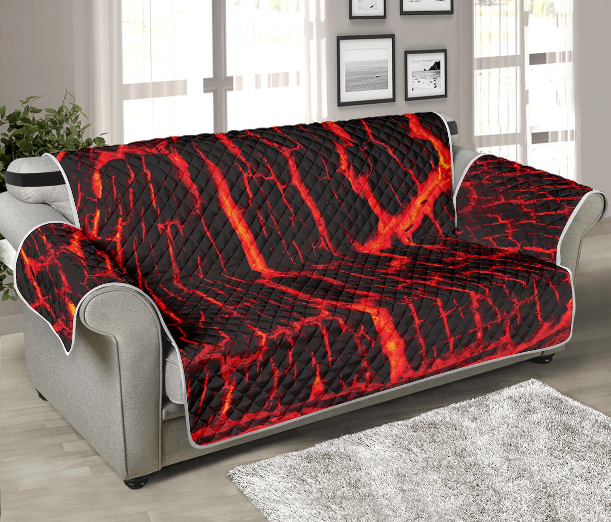 Lava Burning Print Sofa Protector