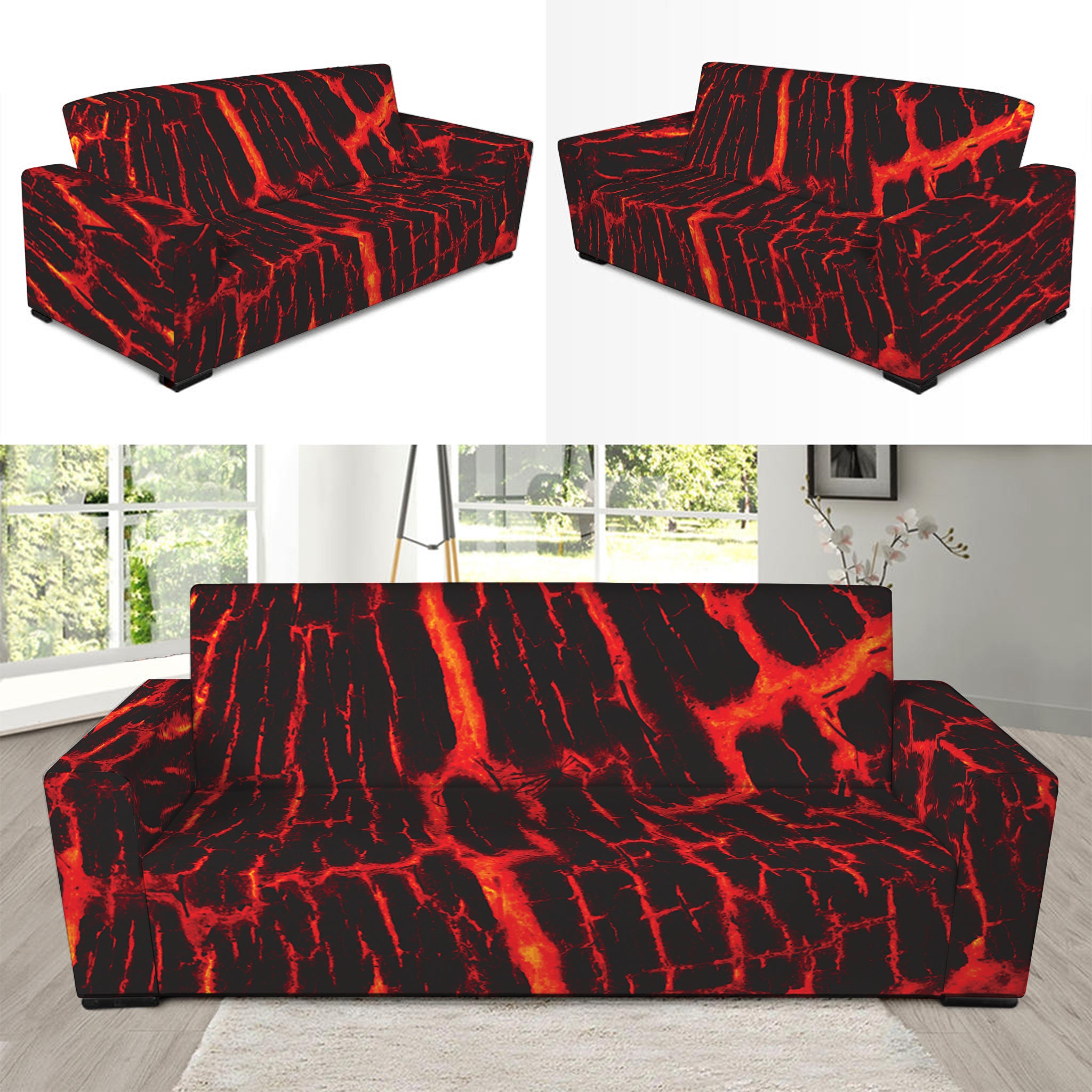 Lava Burning Print Sofa Slipcover