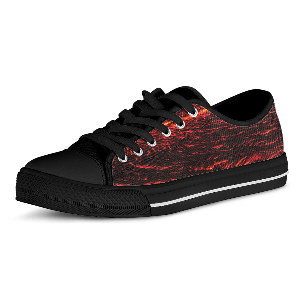 Lava Flow Print Black Low Top Shoes