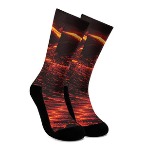 Lava Flow Print Crew Socks