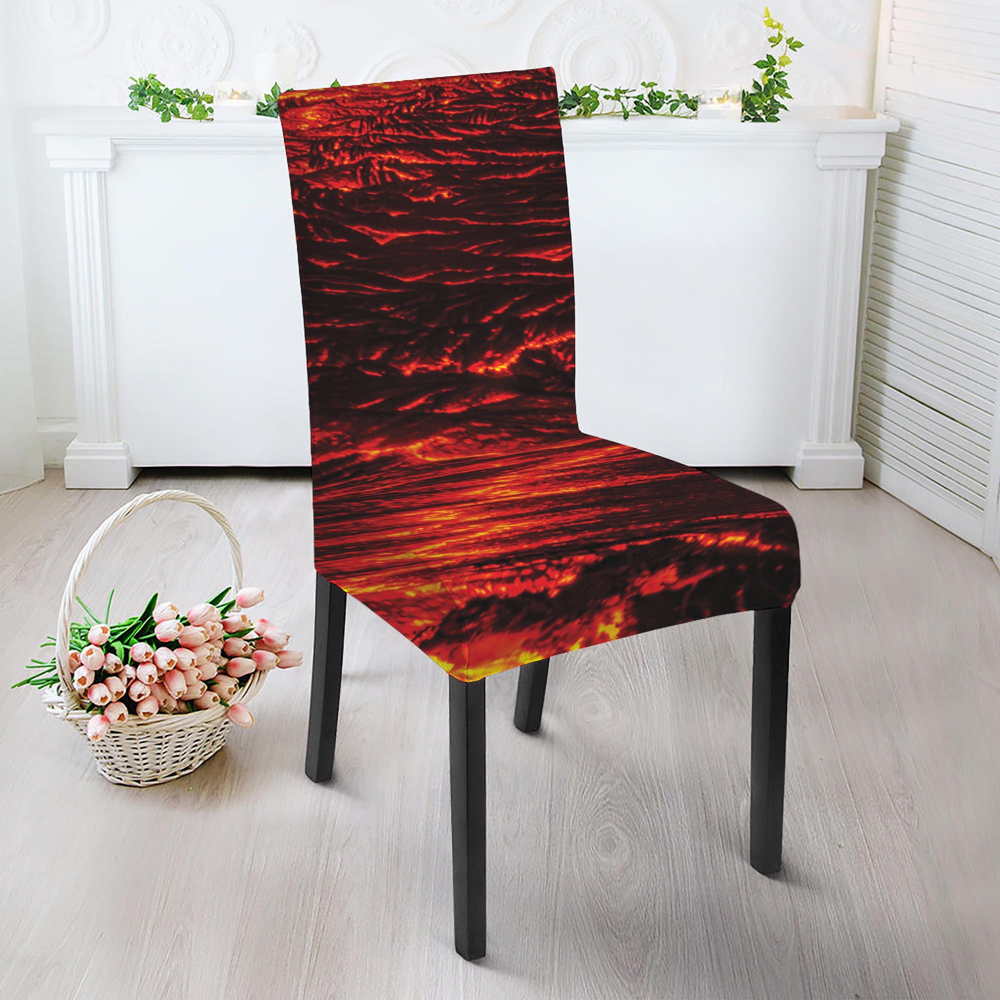 Lava Flow Print Dining Chair Slipcover