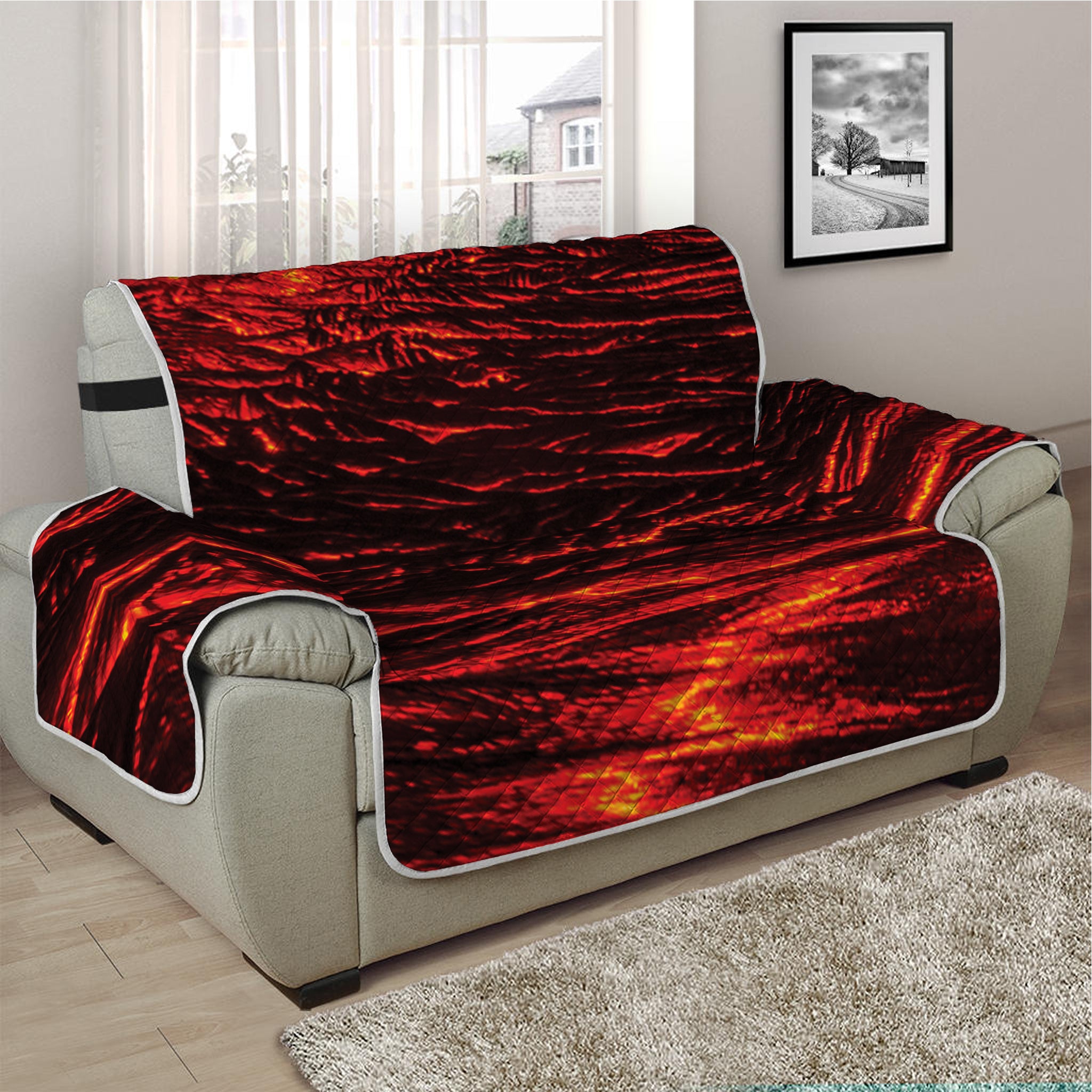 Lava Flow Print Half Sofa Protector