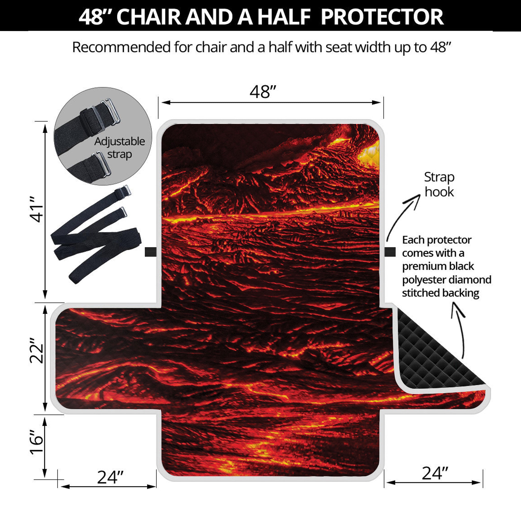 Lava Flow Print Half Sofa Protector