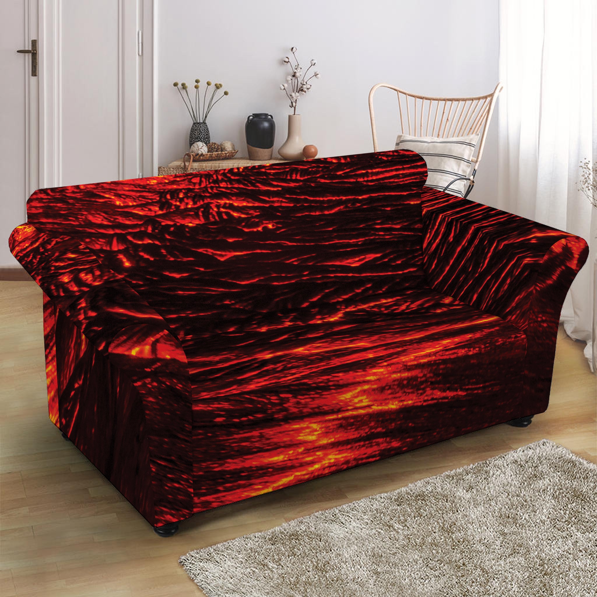 Lava Flow Print Loveseat Slipcover