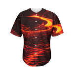 Lava Flow Print Men's Baseball Jersey