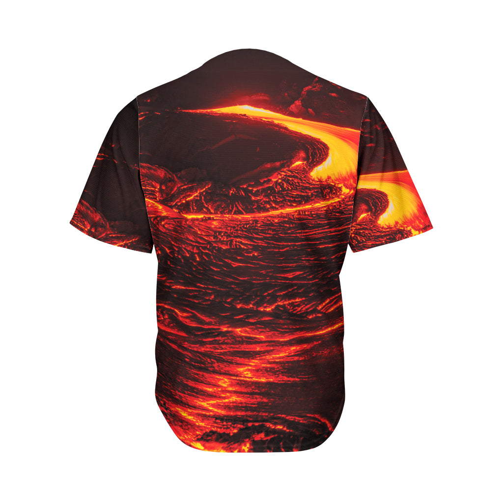 Lava Flow Print Men's Baseball Jersey