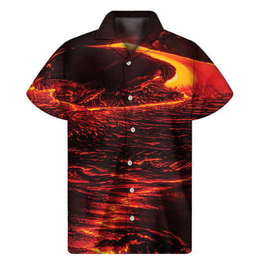 Lava Flow Print Men's Short Sleeve Shirt