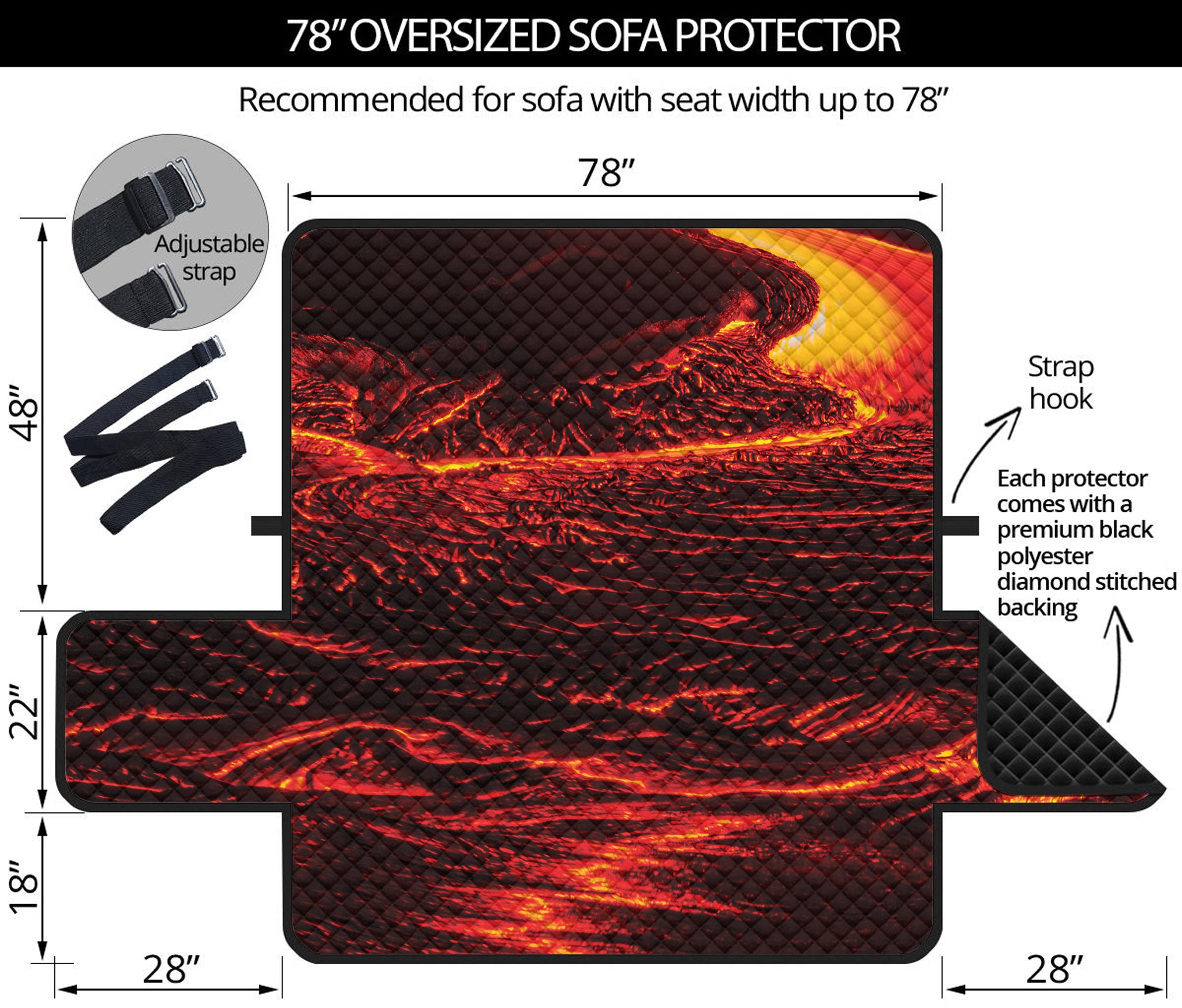 Lava Flow Print Oversized Sofa Protector