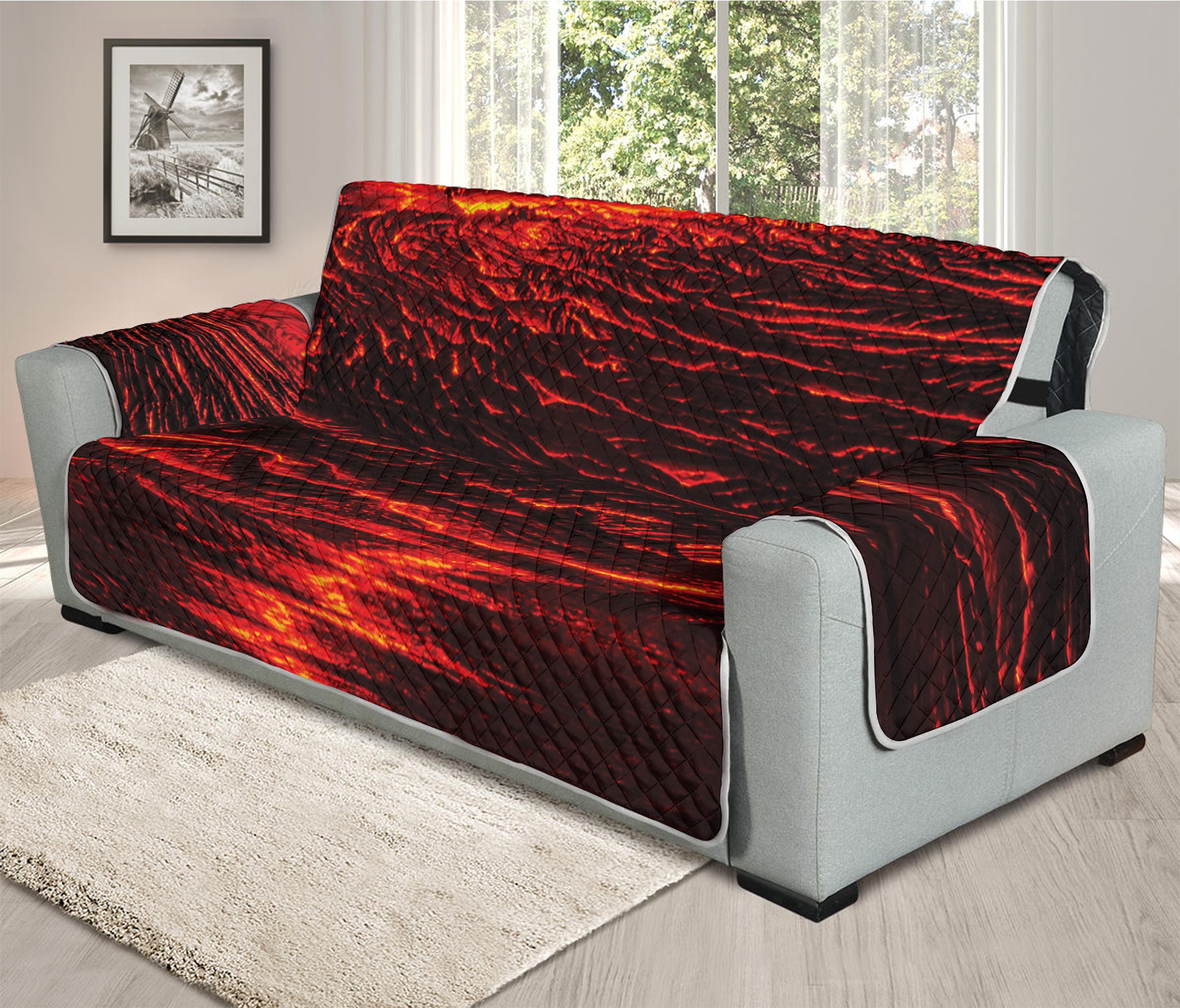 Lava Flow Print Oversized Sofa Protector