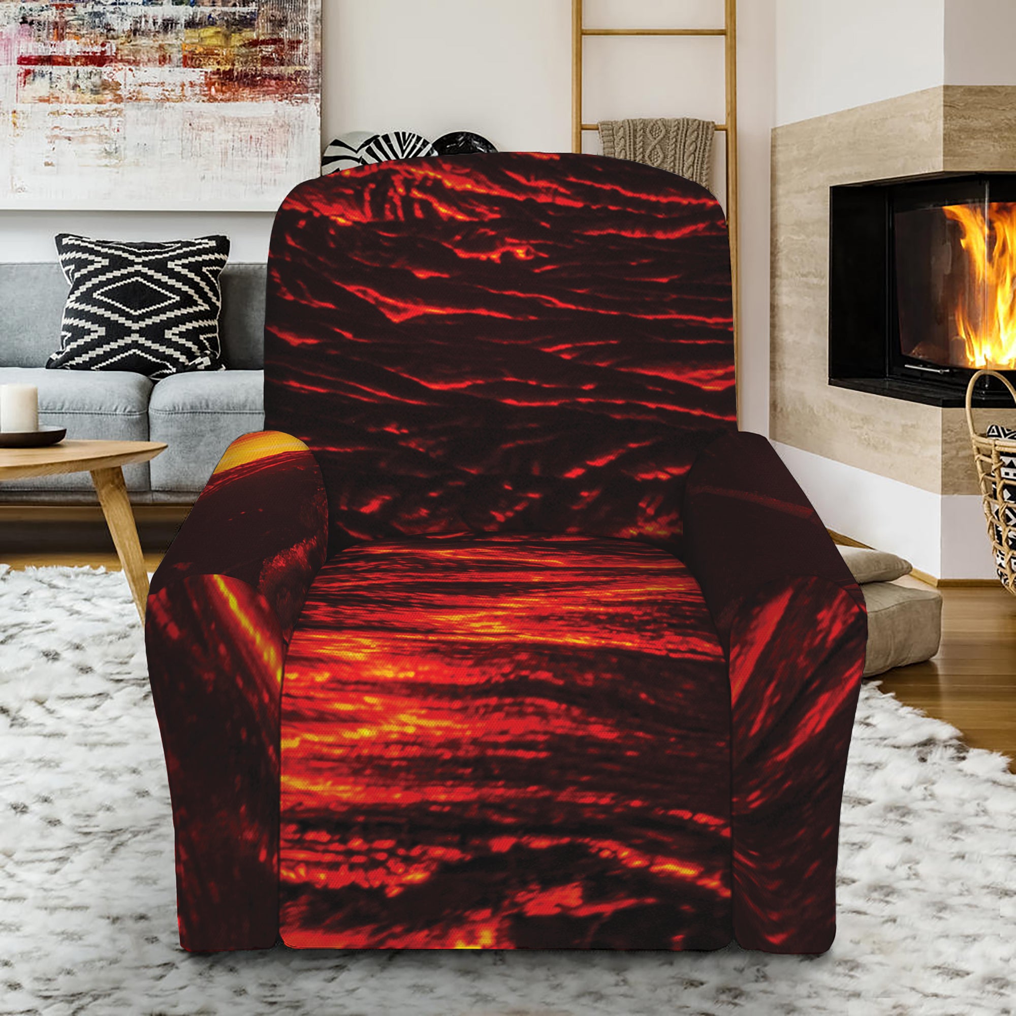 Lava Flow Print Recliner Slipcover