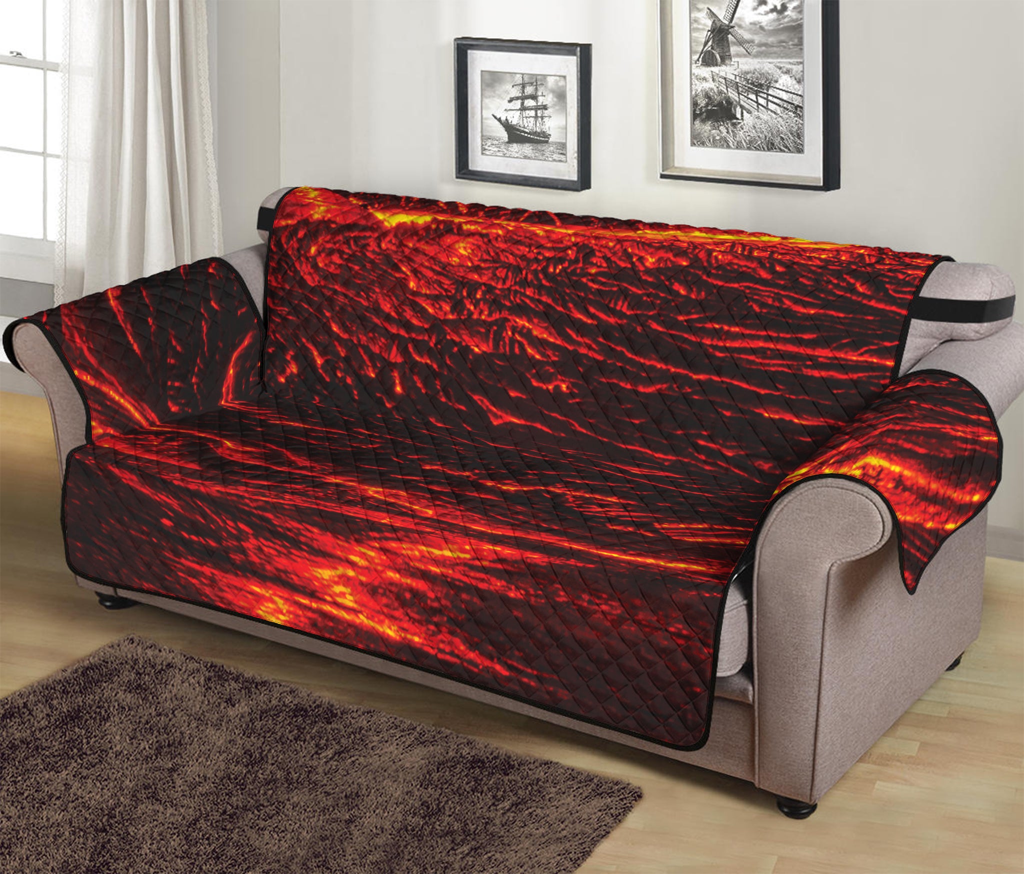 Lava Flow Print Sofa Protector