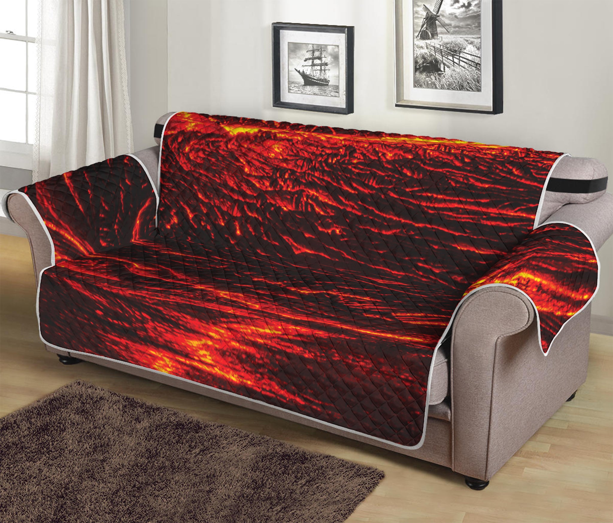 Lava Flow Print Sofa Protector