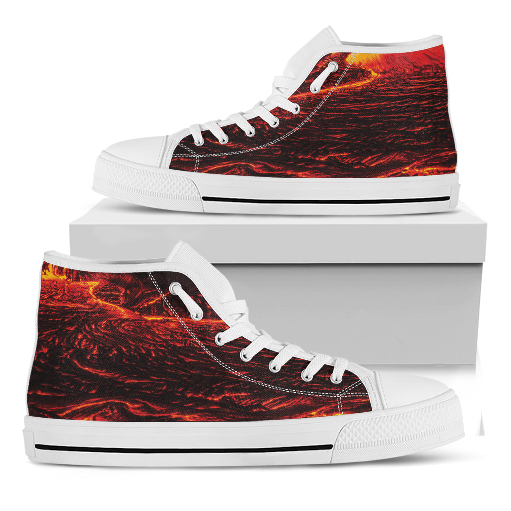 Lava Flow Print White High Top Shoes