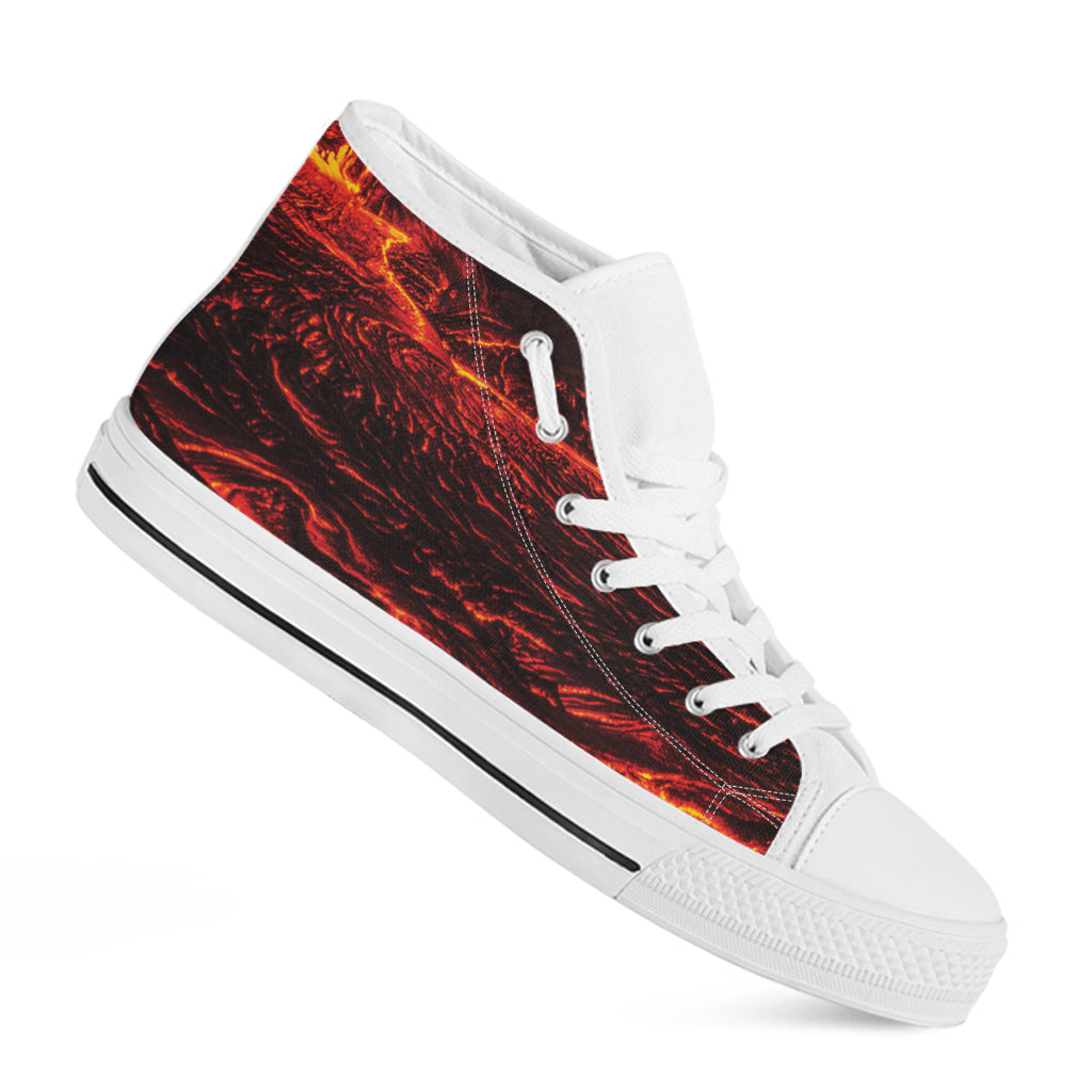 Lava Flow Print White High Top Shoes