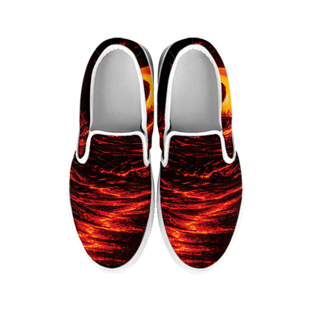 Lava Flow Print White Slip On Shoes