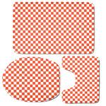 Lava Orange And White Checkered Print 3 Piece Bath Mat Set